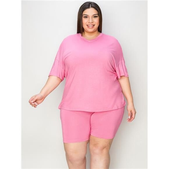 Basic Bae Full Size V-Neck Drop Shoulder T-Shirt and Shorts Set - Picture 6 of 16